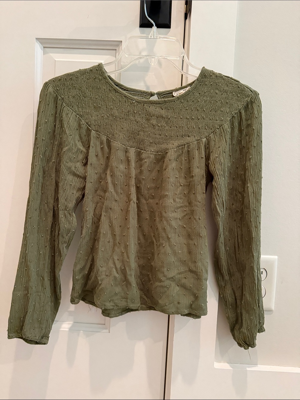 Hayden Girls Olive Green Long Sleeve Textured Top